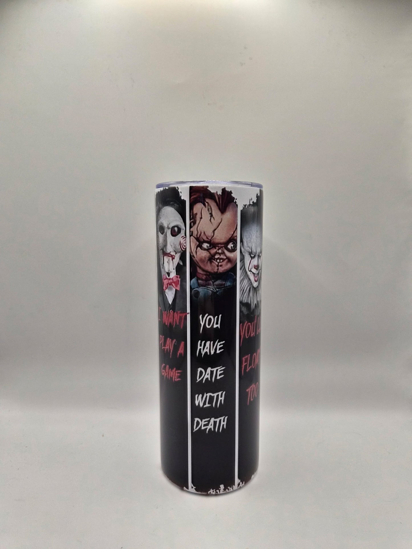 ☠️ Horror Icons Split-Panel – 20oz Sublimation Tumbler