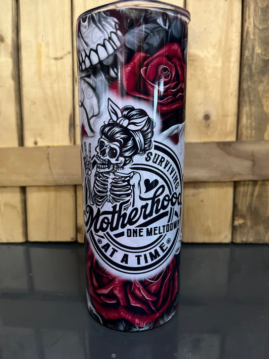 Motherhood Skeleton Roses Tumbler – 20oz Stainless Steel