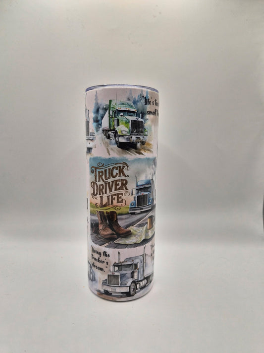🚛 “Truck Driver Life” – 20oz Sublimation Tumbler