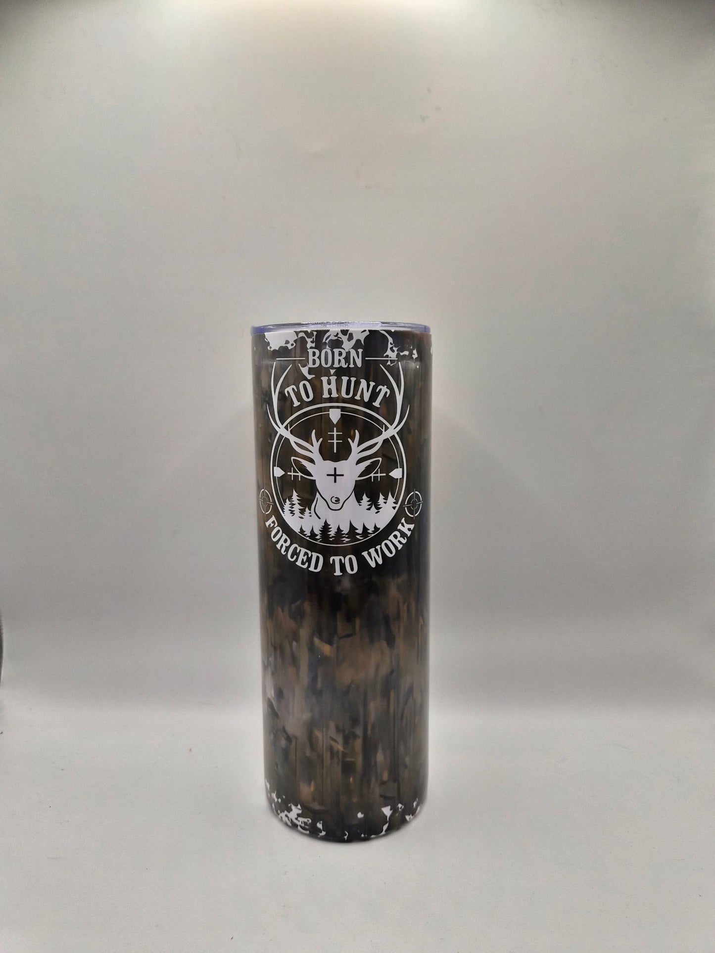 🦌 “Born to Hunt – Forced to Work” – 20oz Sublimation Tumbler