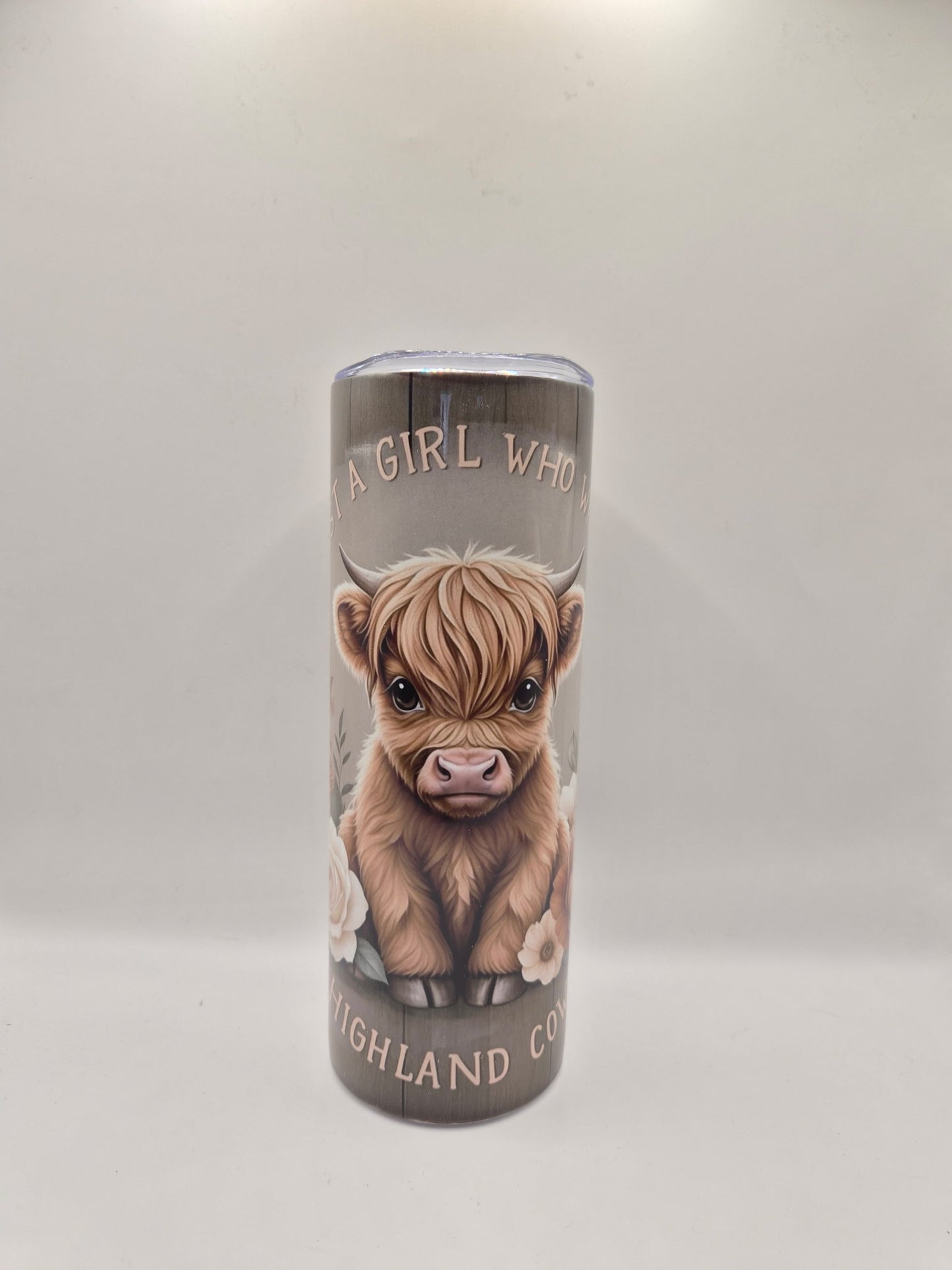 🐮 “Just a Girl Who Loves Highland Cows” – 20oz Sublimation Tumbler